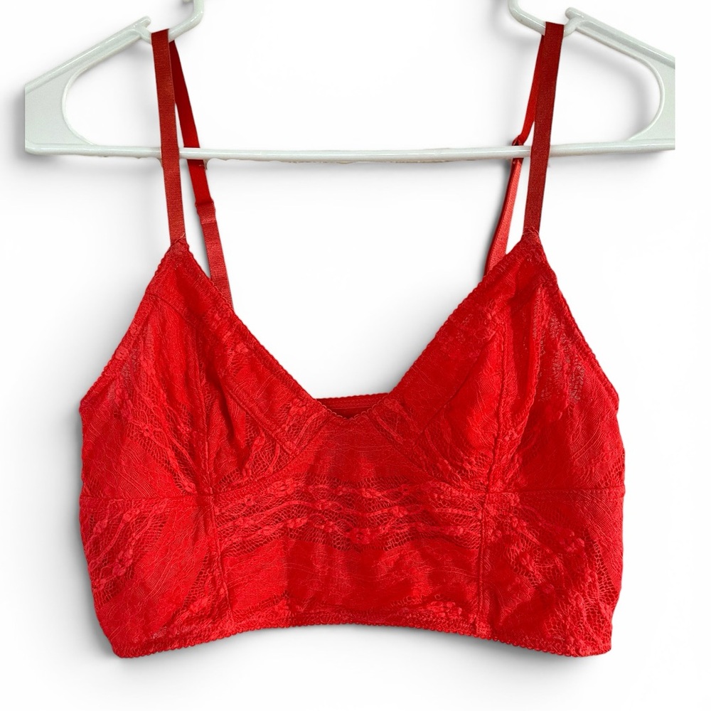 Free People Stretch Lace Bra Blood Orange, Size Medium